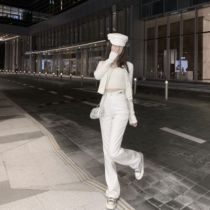 (5 fold clear cabin) 100 lap bi preparation of trendy minimalist slim metal buckle black and white two color denim straight cylinder long pants