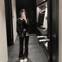 CHICYOU one second becomes big long legs Fashionable pocket printing giant thin trousers Straight trousers slacks