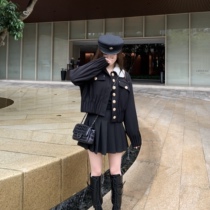 CHICYOU (LEAN SMALL COTTON PADDED JACKET) Black removable imitation lamb wool collar gold buckle clip cotton warm jacket