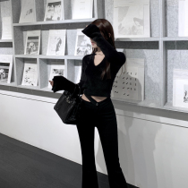 CHICYOU SOFT AND COMFORTABLE Soft Glutinous Long Sleeve Imitation Mink Chain V Collar 100 Hitch Slim Temperament Sweater Blouse