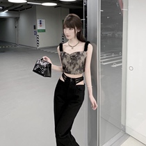 CHICYOU lace minke shoulder strap sexy workout summer short harness vest playful 100 hitch skinny blouse