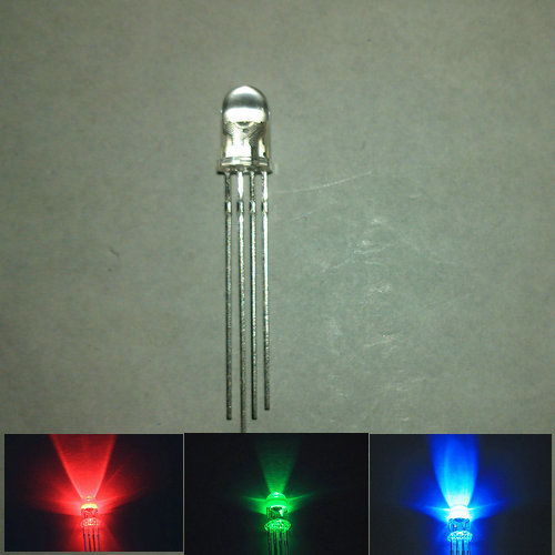 5MM three-color light-emitting tube red, green and blue 3-color LED in-line color light-emitting tube common anode (1 set of 10 send resistance)