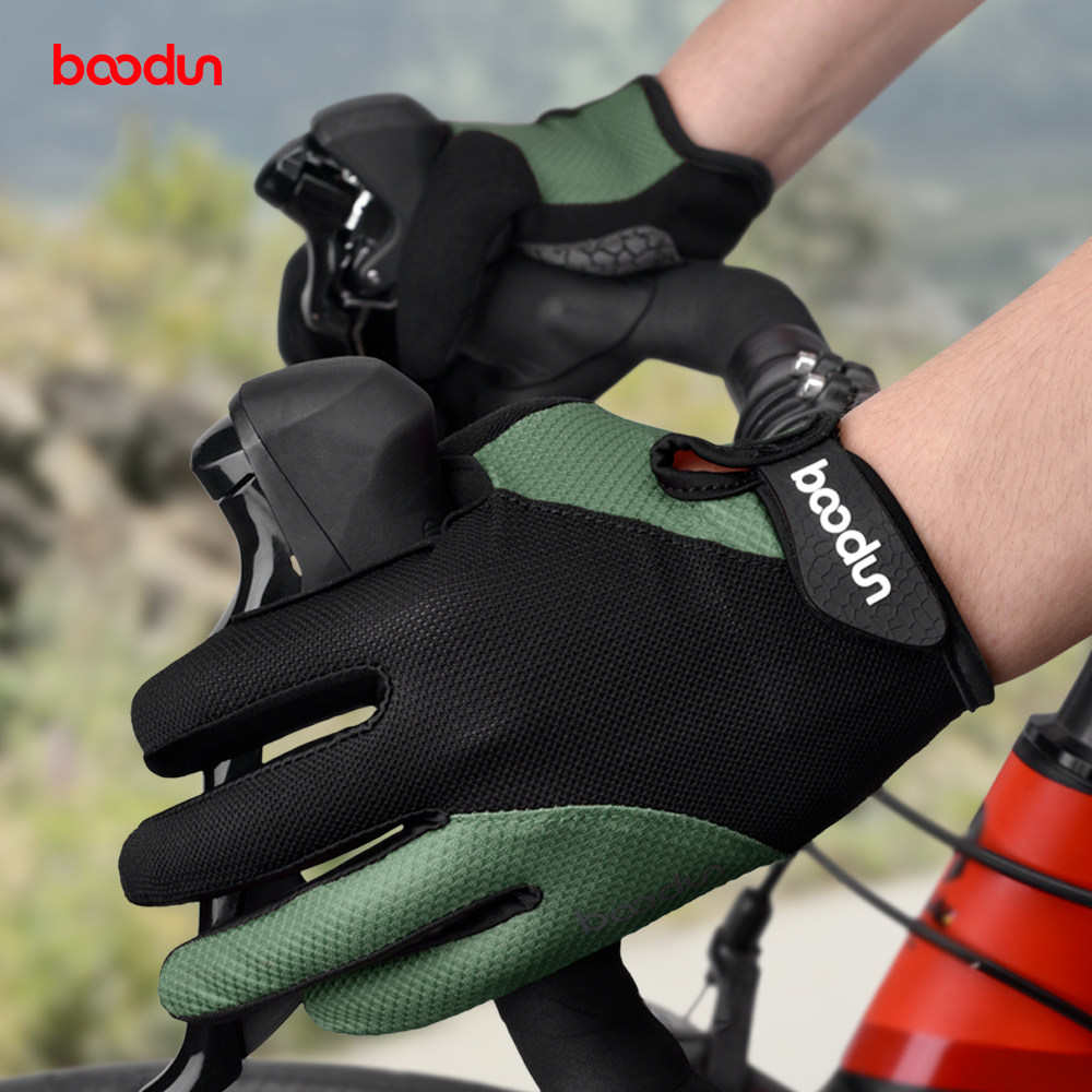 boodun spring autumn summer full finger bike hiking bike road bike riding bike gloves shock absorbing long finger male