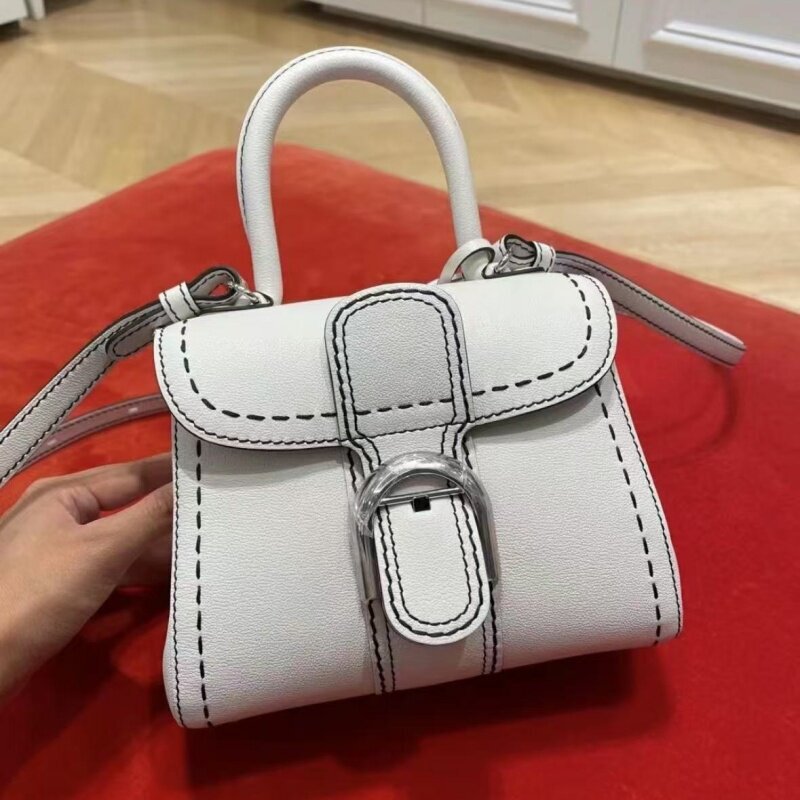 Delvaux/Delvaux New Brillant Horseshoe Buckle Kelly Bag Glossy White Leather Handbag Women's Bag