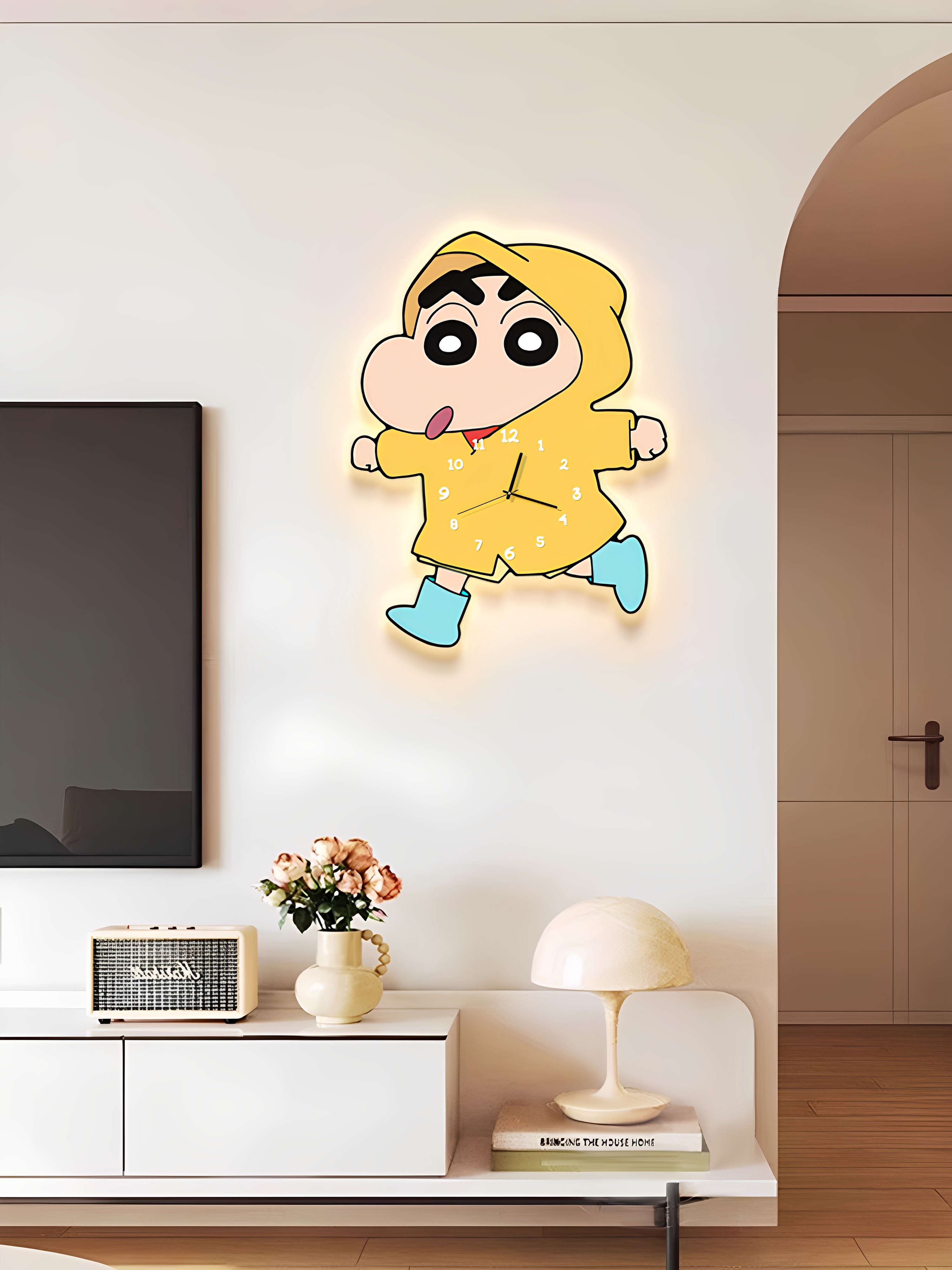 Cream-Style Crayon Shin-Chan Wall Clock 2026 New Model High-End Cartoon Living Room Bedroom Home Wall Clock