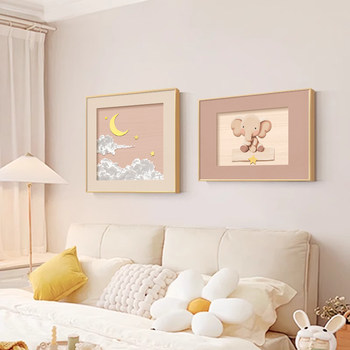 Cream Style Kidsren's Room Bedside Decoration Painting Cartoon Healing Girl's Bedroom Combination Hanging Painting Small Fresh Oil Painting Mural