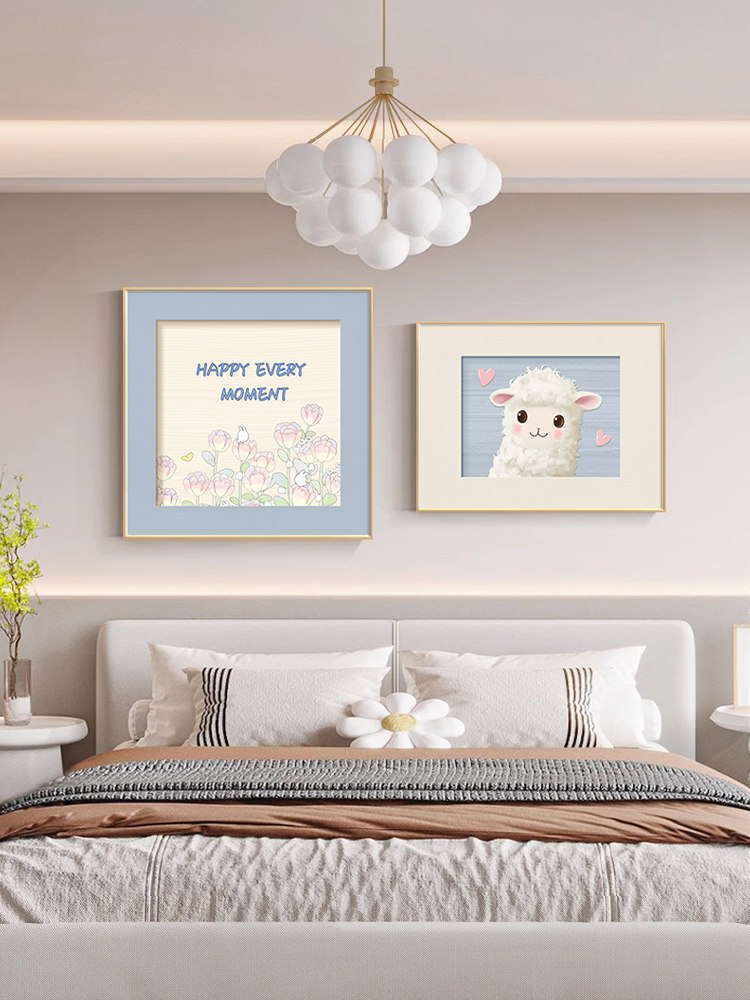 Cream Style Kidsren's Room Bedside Decoration Painting Cartoon Healing Girl's Bedroom Combination Hanging Painting Small Fresh Oil Painting Mural