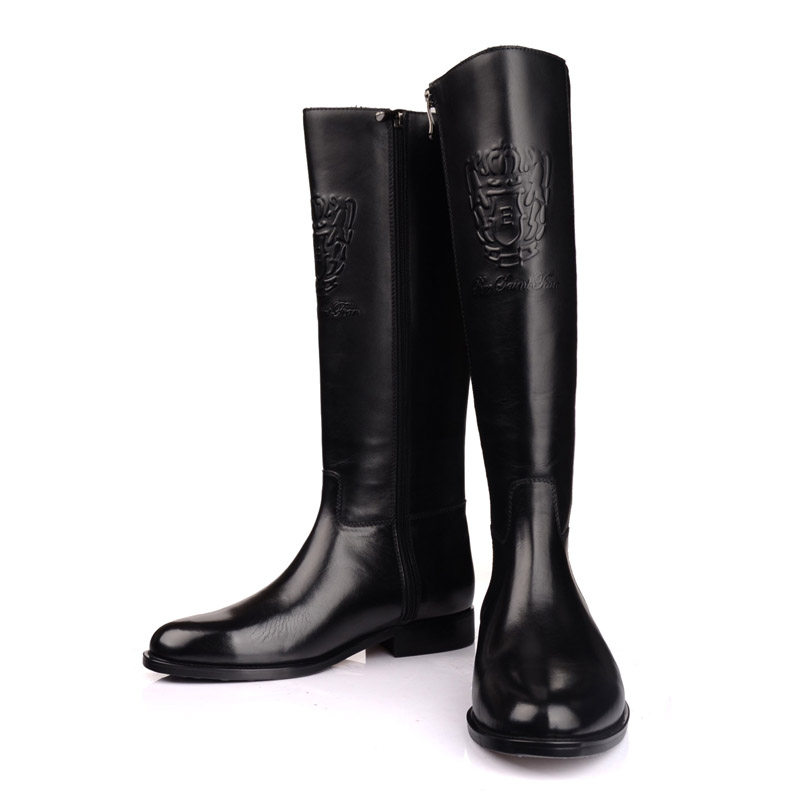 Foot satisfied with new minimalist Elegant Real Bull Leather Totem Men's Boots Inlen Fashion Trends Men's High Cylinder Boots Mati Boots