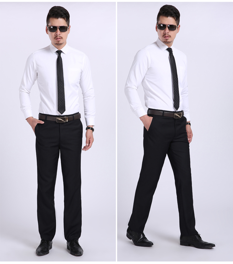 Quần người đàn ông thẳng lỏng không- sắt kinh doanh trang phục kích thước lớn màu đen mùa hè phần mỏng phù hợp với quần quần làm việc quần quần dài nam đẹp