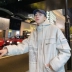 Mùa đông cổng gió xu hướng túi công cụ áo khoác nam Harajuku retro cừu cashmere dày áo trùm đầu bông ấm áo dạ nam hàn quốc Bông