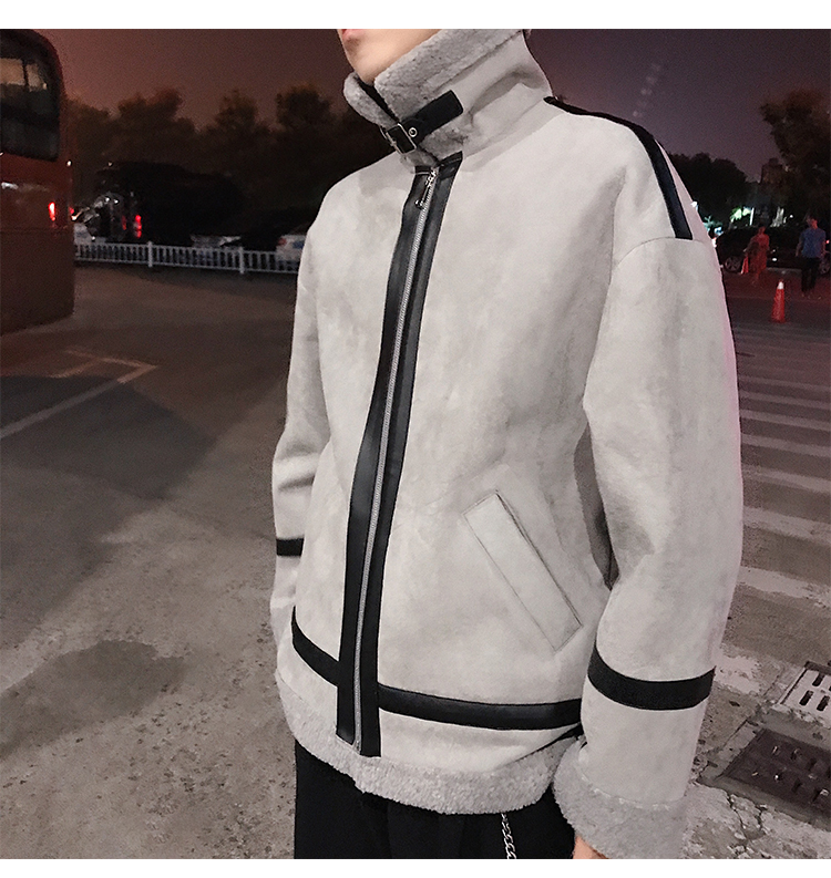 Mùa đông mới phiên bản Hàn Quốc của áo khoác lửng retro da lộn sang trọng cotton nam lông cừu dày áo khoác ấm áo phao lông vũ