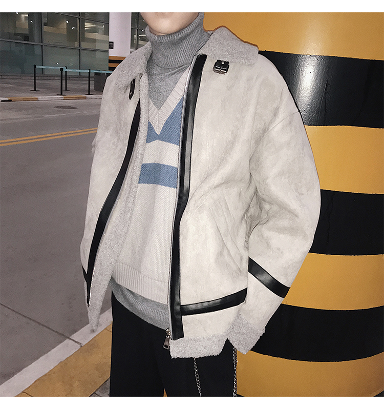 Mùa đông mới phiên bản Hàn Quốc của áo khoác lửng retro da lộn sang trọng cotton nam lông cừu dày áo khoác ấm áo phao lông vũ