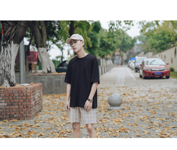 Mùa hè mới cơ bản màu hoang dã cổ tròn tay ngắn tay áo thun cotton thoải mái cotton rộng tay áo sơ mi tee áo phông nam tay ngắn đẹp