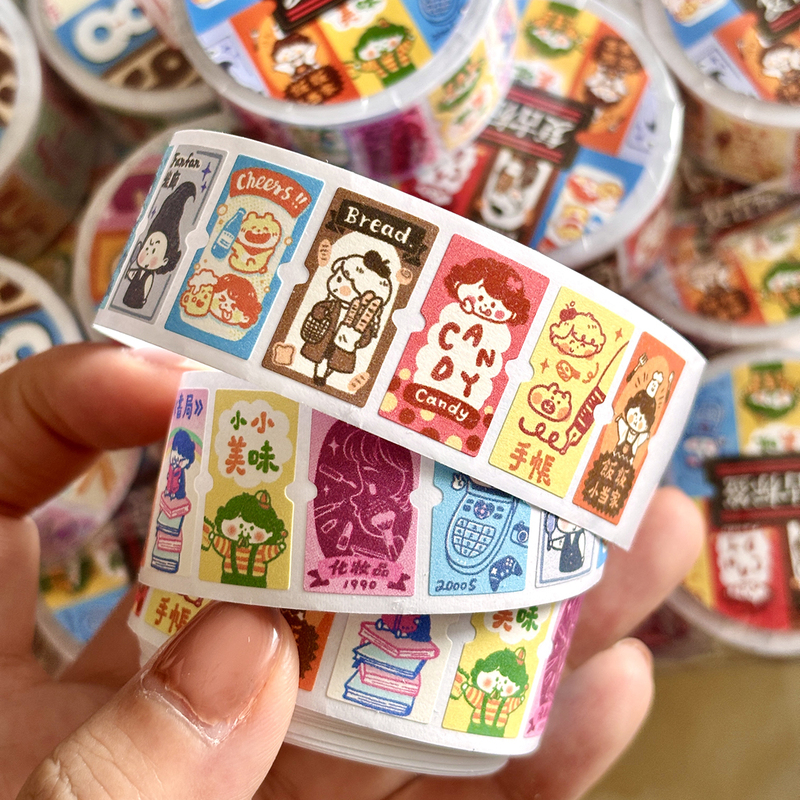 Retro Label Stickers 10 Images Tape Stickers Journal Collage Cartoon Cute Original Design