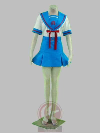 Sự u sầu của Haruhi Suzumiya-Đồng phục mùa hè của trường trung học Bắc Kinh - Quần áo cosplay / Quần áo Anime Cos - Cosplay