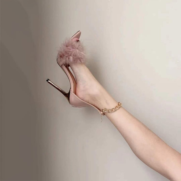 Feather Strap High Heels Women's Stiletto 2026 Summer New Versatile Party Shoes Sexy One-Strap Sandals Women Feather Strap High Heels Women's Stiletto 2026 Summer New Versatile Party Shoes Sexy One-Strap Sandals Women