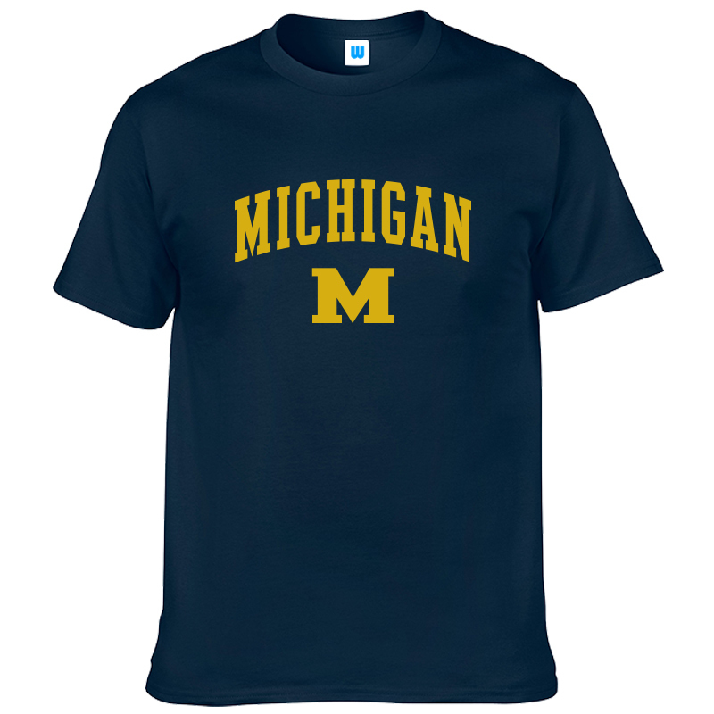 American Michigan University Michigan University Short-Sleeved T-Shirt Campus Cultural Shirt School Uniform for Men and Women