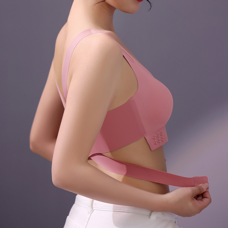 Seamless ice silk sports underwear women gather no steel ring sexy breathable yoga beauty back support anti-sagging bra summer