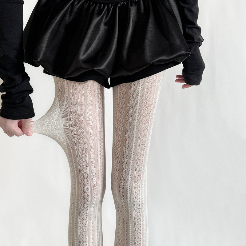 40-100kg Large Elastic Spring and Summer Style Girly Sweet Retro Hollow-Out Lolita Jacquard Pantyhose Jk Stockings