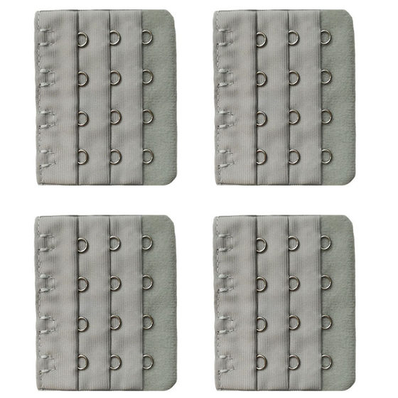 6.3cm Wide Four-Row Buckle Spacing 1.5cm Silver-Gray Bra Extender with 4 Hooks for Lengthening Underwear