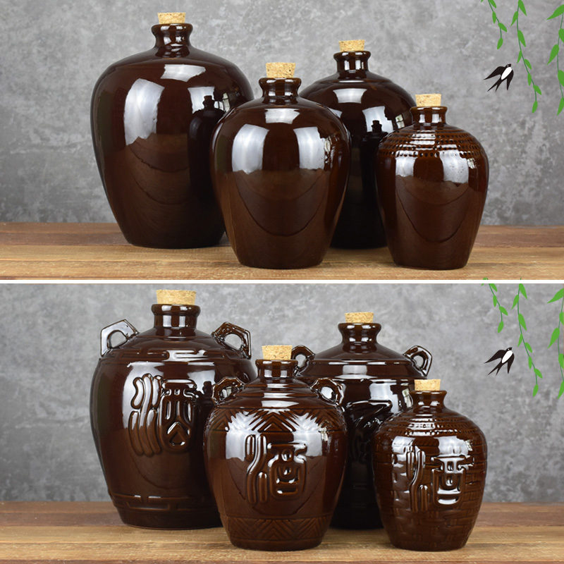 Yixing earthenware ceramic wine bottle 1 catty red glaze sealed wine jar antique 3 catties 5 catties filled yellow rice wine liquor empty bottle wine tank