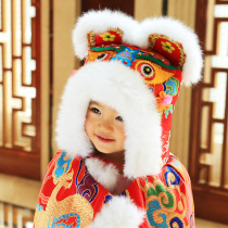 Handmade childrens tiger head cloak Baby cloak Baby outerwear windproof thickened mens and womens childrens shawl winter coat