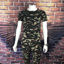 Summer mens sports military training set trend slim clothes T-shirt short sleeve trousers 2 pieces camouflage a set
