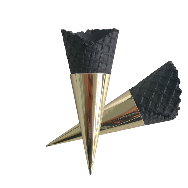 Medium-sized lace bamboo charcoal crispy cone commercial black ice cream crispy cone shell cone crispy cone cone 320