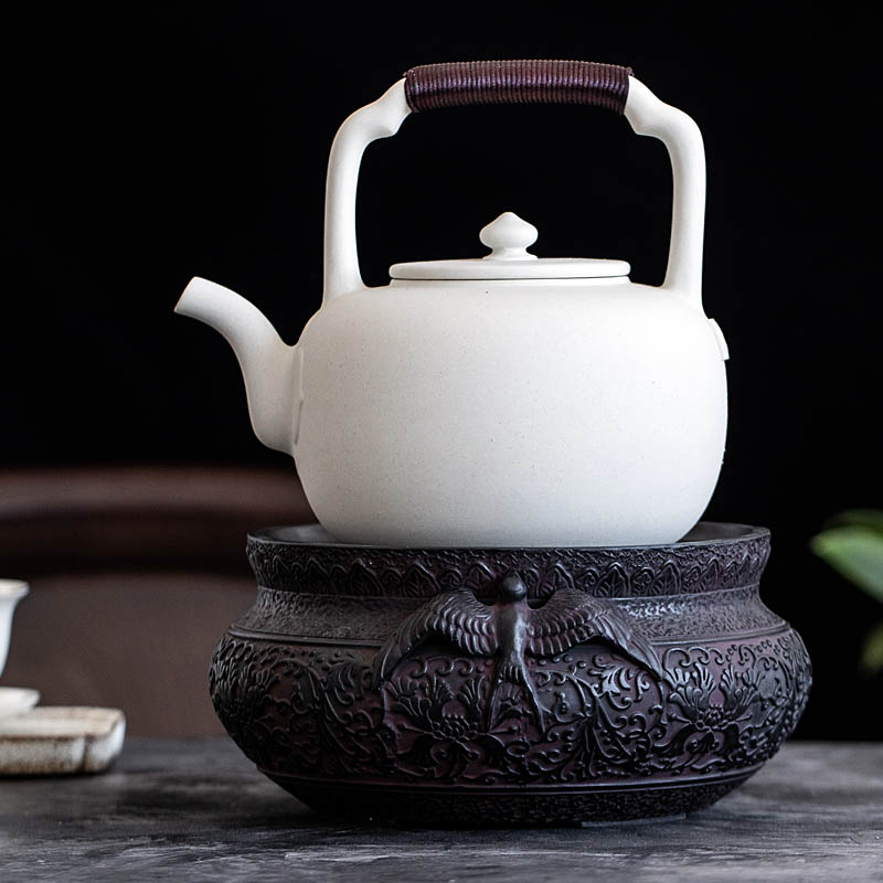 Retro silent black crystal stove tea stove pottery pot tea electric stove kettle household small mini pottery stove tea maker