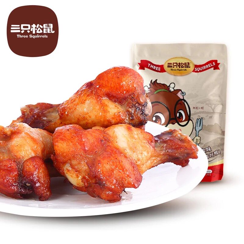 Three squirrels Orléans small chicken legs 160g Orleans Taste Chicken Wings Root Roast Chicken Leg Meat Small Squirrel ZERO Halogen Taste