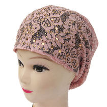 Baotou sleeping hat female spring autumn and winter windproof pile hat Korean maternity confinement cover bald towel knitted hat oversized