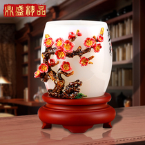 High-end glass rotating pen holder Enamel color gift teacher leader boss office business gift desktop decoration