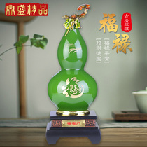 Glazed jade gourd ornaments porch enamel Chinese home living room accessories housewarming TV Cabinet Office peace