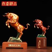 True pure copper cattle ornaments Bull air ornaments Feng Shui wine cabinet office housewarming