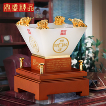 Rijin Doujin cornucopia decoration Glazed jade opening gift Office desktop Feng Shui lucky home decoration