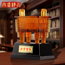 Ding decoration Dingsheng Qianqiu glass custom corporate LOGO laying the foundation for opening gifts Office desktop decorations