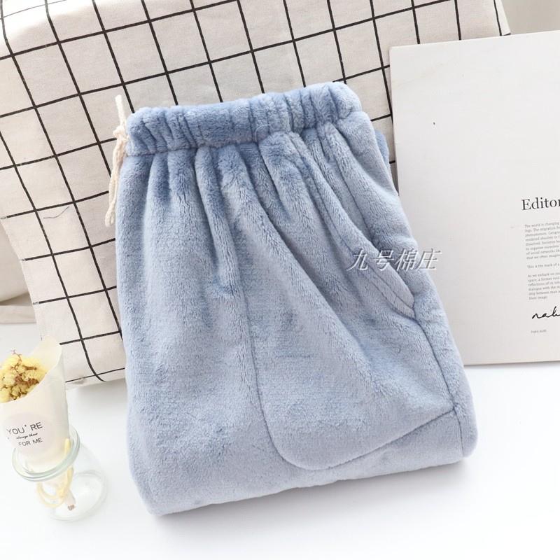 Mùa đông flannel pyjama phụ nữ san hô lông cừu nhà cặp vợ chồng kích thước lớn lỏng lẻo cộng với nhung dày chất béo quần nam hoạt hình dễ thương quần bò nữ
