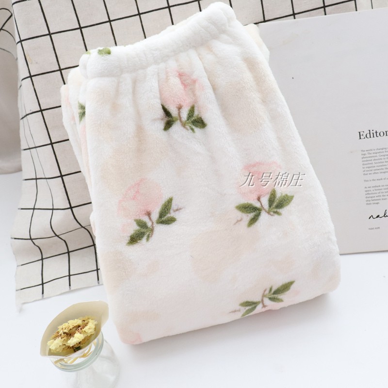 Mùa đông flannel pyjama phụ nữ san hô lông cừu nhà cặp vợ chồng kích thước lớn lỏng lẻo cộng với nhung dày chất béo quần nam hoạt hình dễ thương quần bò nữ
