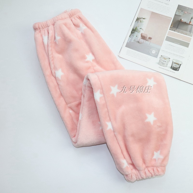 Mùa thu và mùa đông vài bộ đồ ngủ flannel chân nam và quần nhung dày nhà san hô nhung quần nữ cộng với ngôi sao béo do lot nam dep