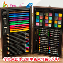 86 pieces of children learn to draw wooden box painting gift set color lead crayon art set painting tool custom logo