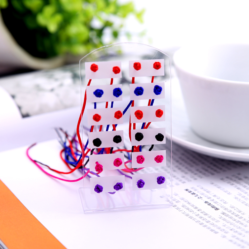 Hand-weaving earrings of the earrings by hand weaving the earrings of the national feng red rope ear nails mini-minimal ear wire