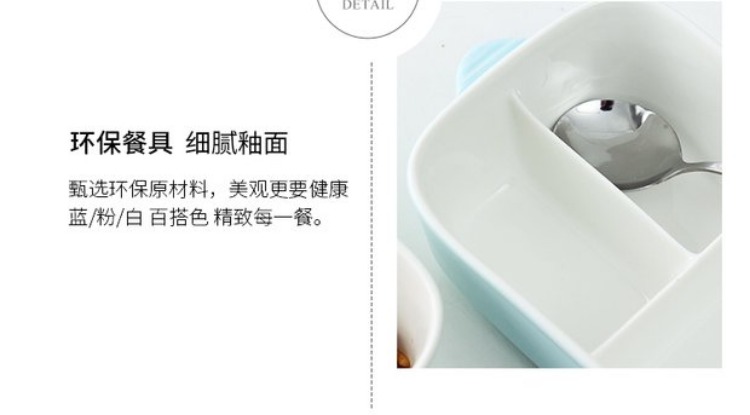 Đồ gốm sáng tạo chia hộp ăn trưa cho học sinh hộp ăn trưa riêng biệt với nắp hộp đơn giản ba hộp ăn trưa lò vi sóng bát kín - Hộp cơm điện sưởi ấm hộp hâm cơm