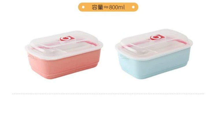 Đồ gốm sáng tạo chia hộp ăn trưa cho học sinh hộp ăn trưa riêng biệt với nắp hộp đơn giản ba hộp ăn trưa lò vi sóng bát kín - Hộp cơm điện sưởi ấm