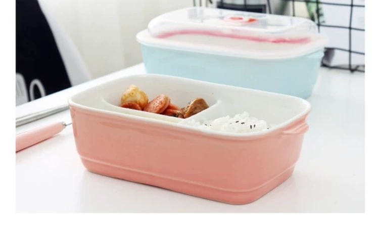 Đồ gốm sáng tạo chia hộp ăn trưa cho học sinh hộp ăn trưa riêng biệt với nắp hộp đơn giản ba hộp ăn trưa lò vi sóng bát kín - Hộp cơm điện sưởi ấm hộp cơm điện lock&lock ejr226ivy
