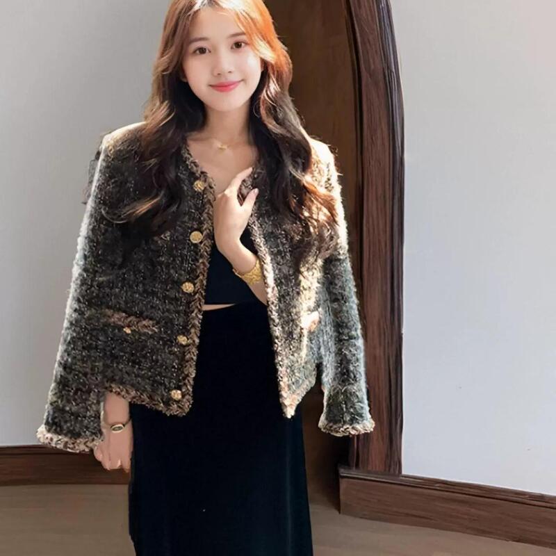Knitted Tweed Short Jacket for Women, 2026 Autumn and Winter New Korean Style, High-End Wool Blend Tweed Top