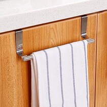 Kitchen Multipurpose Stainless Steel Single Pole Fur Towel Rack Door Back Type Rag Hanger Toilet Towel Rod