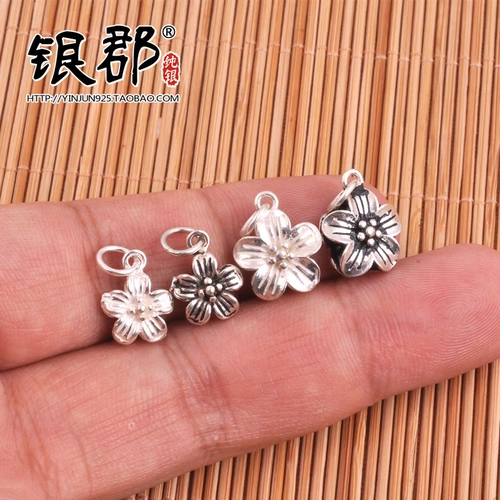 Аксессуары ручной работы, плетеная ручка, двусторонная подвеска в форме цветка, браслет из красной нити, серебро 925 пробы, DIY, жемчужное серебро