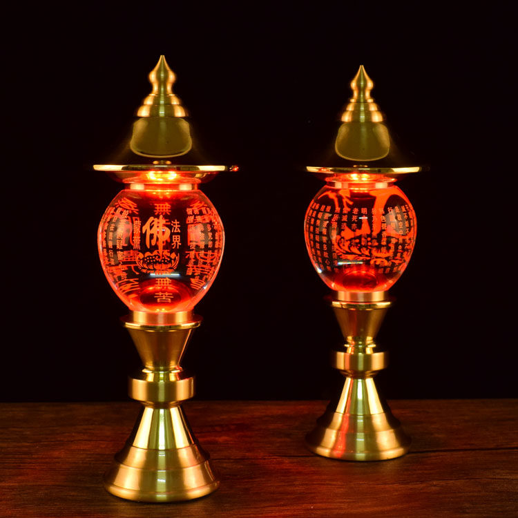 Buddha lamp, lotus lamp in front of Buddha, for Buddha lamp, Buddha lamp, electric candle lamp, Guan Gong lucky lamp, pure copper crystal