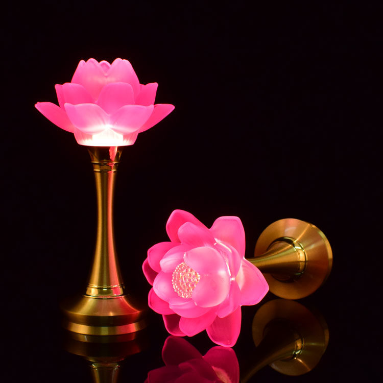 For Buddha lamp glass lamp led Buddha front long light pure copper crystal lamp Buddha with Buddha lamp lucky god Guanyin lotus lamp