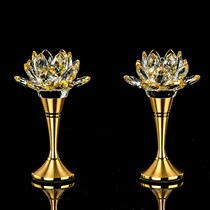 For the Buddha Lotus lamp Crystal pure copper Buddha supplies Changming lamp Buddha for the lamp Buddha front light glazed lotus lamp